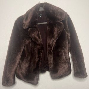 Faux Mink Jacket XS in Oxblood